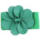 Green Faux Leather Flower 7.5cm Wide Elastic Cinch Belt for Women