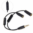 3.5mm Stereo Headphone Jack Audio Male To 2 Female Splitter Cable Volume Control