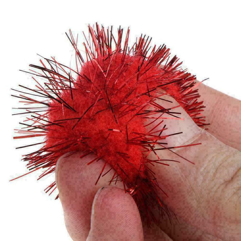 Lot 100 pcs Glitter Tinsel Pompom Balls Small Ball P5G pet Puppy Toys P8F7 B0M8