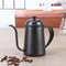 Black Stainless Steel 650ml Coffee Tea Pot Hand Coffee Pot Small Mouth Pot A#S
