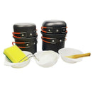 2-3 Person 10pcs Outdoor Camping Hiking Picnic BBQ Cookware Backpacking Coo
