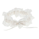 Wedding Celebration Bride Keepsake Beige Lace Crystal Bowknot Bridal Garter