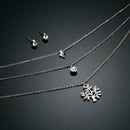 Fashion Tree Pendant Rhinestone Chain Necklace Earrings Set Women Jewelry