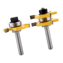 2 x T Shape Tongue & Groove Router Bit, Carbide Tipped, 1/4" Shank, 3 Teeth