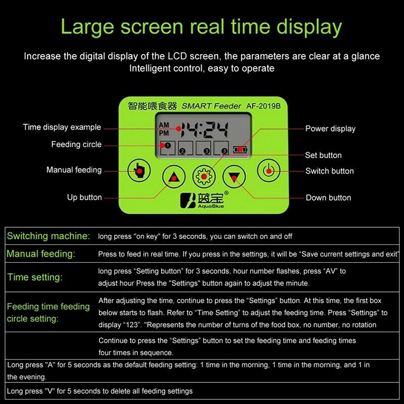 Automatic Fish Feeder Aquarium Digital Fish Tank Electrical Plastic Timer F