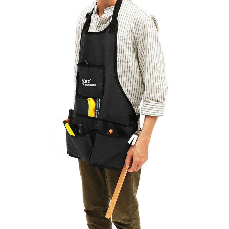 Gardening Apron Multi Pocket Gardeners Handyman Hand Tool Pouch Black