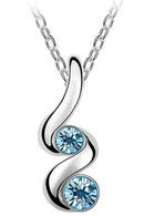 Women's Crystal Drop Pendant Necklace Earrings Jewelry Set Blue C4H9