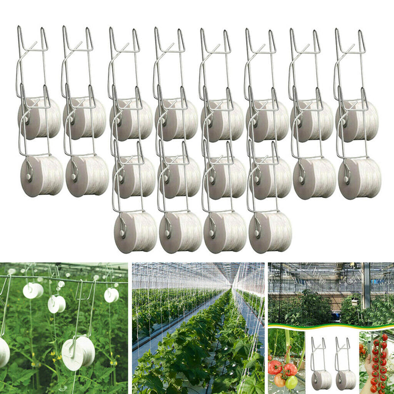 16Pack Tomato Hooks Vegetable Support Clips For Planting with 15m/49ft Rope
