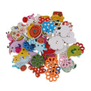 Pack of 50pcs Cartoon Wooden Buttons Sewing Embellishments Scrapbooking DIY