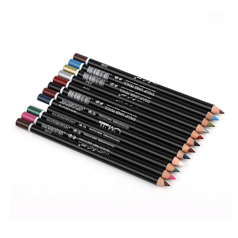 3in1 12 Colors Eyeliner Pencil Waterproof Eyebrow Pen Lip Stick Eyes Makeup