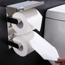 Double Roll Toilet Paper Holder Wall Mounted with Shelf, SUS 304 Stainless