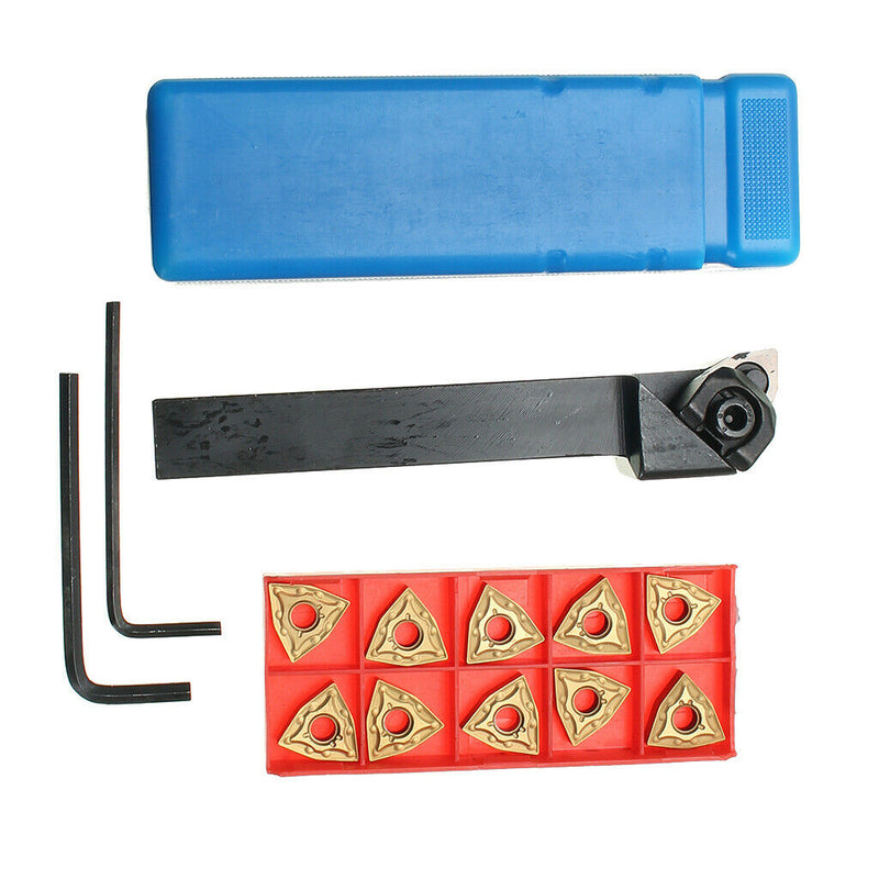 10Pcs WNMG0804 Inserts + Wrench With WWLNR1616H08 Lathe Turning Tool Holder