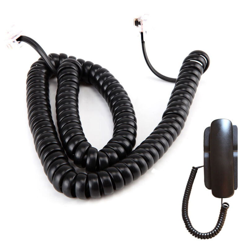 10ft Telephone Handset Phone Extension Cord Coil Line Cable Wire Black AU