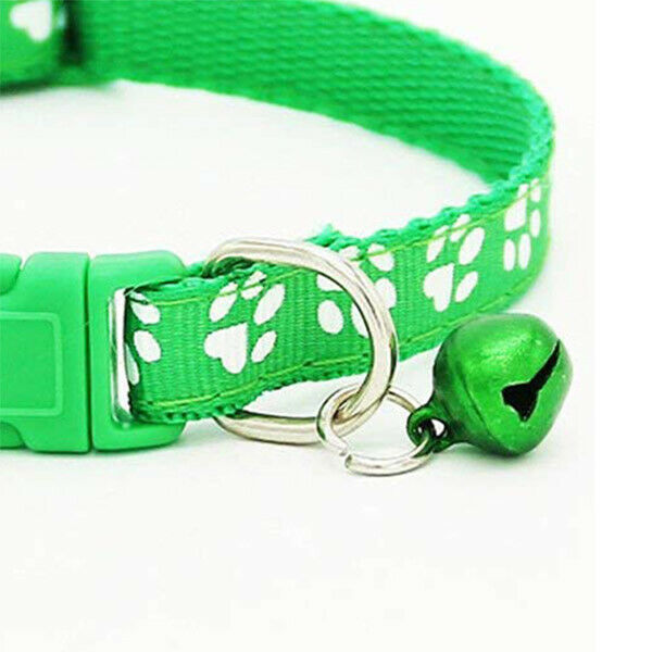 2 Pack Adjustable Cat Collar with Bell, Fashion Paw Print Design Pet Collar V3X1