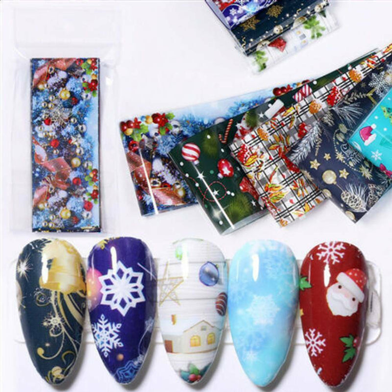 10 Pcs Nail Transfer Foil Colorful Halloween Christmas Nail Decals DIY Nail Art*