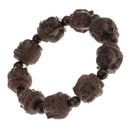Wood carved Sakyamuni Buddha head hand string prayer beads bracelet gift
