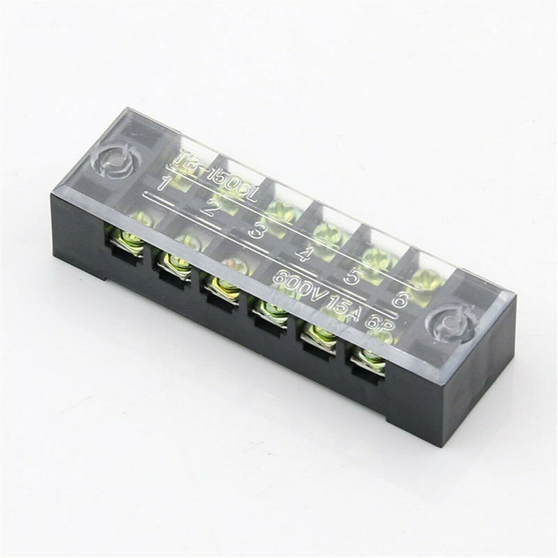4Pcs Block/Strip 6 Position 600V 15A Wire Barrier Dual Row Screw Terminal Panel