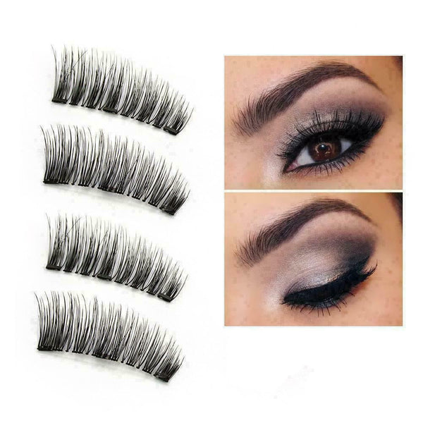 4PCS/Pair Triple Magnetic Eyelashes Handmade Reusable False Eye Lashes Supp X8H6