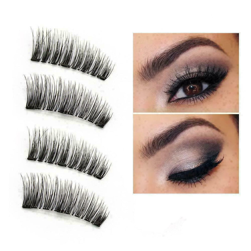 4PCS/Pair Triple Magnetic Eyelashes Handmade Reusable False Eye Lashes Supp X8H6