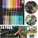 24Pcs Acrylic Paint Pens Set Fine Art Marker Metal Glass Rock Paint Waterproof
