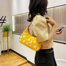 Women Flower Daisy Handbag Nylon Casual Underarm Shoulder Tote Bag (Yellow)