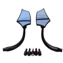 Rearview Blue Glass Side Mirrors for Motorcycle Cruiser Chopper Black Shell