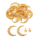 50 Packs DIY Retro Alloy Moon Star Connectors Charms Pendants Jewelry Making