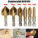 Degree Hex Shank Five Edge Chamfer Countersink Kit Drill Bit Set 6-19mm  D MRZ