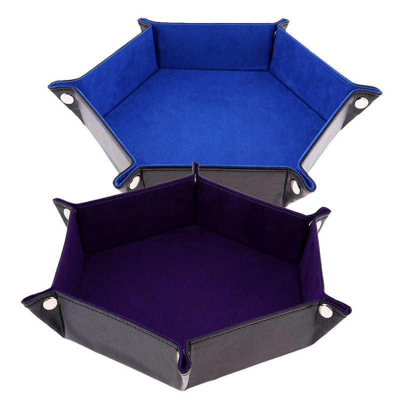 Double Side Dice Tray PU Leather Hexagon Tray Holder for Dungeons&Dragons A