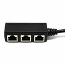 RJ45 Splitter Adapter, RJ45 1 Male to 3 Female Ports Socket Adapter Interfa