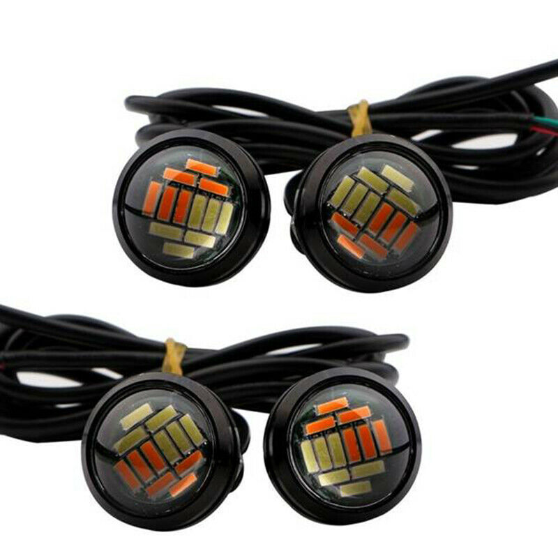 4 Pcs Car 12V 23Mm Dual Color Switchback 4014 12 Led Drl Eagle Eye Daytime  I9J9