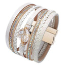 Leather Multi-Layer Wraps Bracelet,Boho Wide Buckle Wristband Bangle,BraidedZ5D2