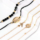 Fashion Women Bangle Bracelets Set Bohemian Beaded Chain Gift Jewelry 6Pcs/Set