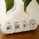 Creative Manual Flip Clock Simple Desk Down Page Clocks Table Clock-White