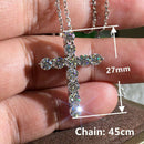 Mens Womens Necklace Chain White Sapphire Cross Jewellery Pendant Xmas Gift