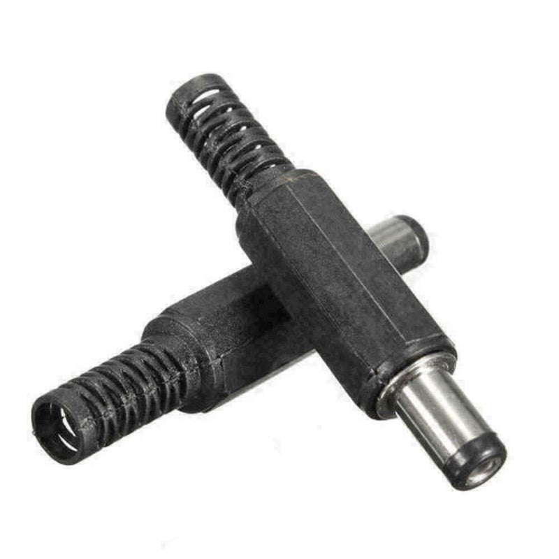 10Pcs 55 x 21mm Male Solder DC Barrel Tip Plug Jack ConnectorsA Straight F9 L4Q1