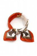 Print Polyester 20" Kerchief Neck Scarf for Woman-Red,Ivory