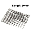 10 Piece Hex Head Long Allen Bit Set Quick Release Shank Impact Driver Drill