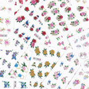 55Pcs Cherry Nail Water Decals Flower Butterfly Nail Art Transfer Stickers Decor