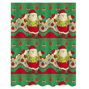 Waterproof Mould Proof Polyester Print Green Santa Claus Shower Curtain