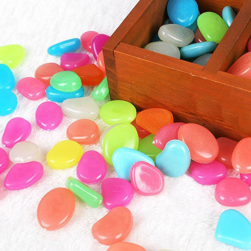 20pcs Colorful Glow in The Dark Luminous Stones Fish Tank Aquarium Pebbles Rock