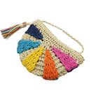 Fashion Crochet Summer Beach Bags Colorful Straw Bag Bohemian Tassel Shoulg J3L9