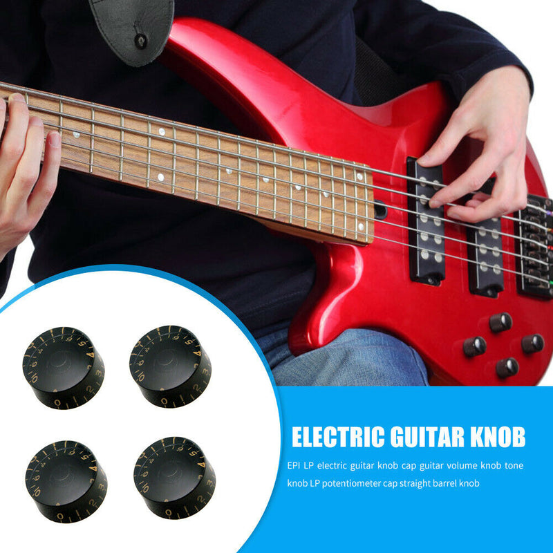4pcs Electric Guitar Knob Cap Guitar Volume Tone Button for EPI LP (Black)