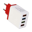 4 USB Travel Wall Charger Phone Fast Charging Charger EU Plug Adapter (Red) A