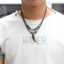 Men's Bohemia Wolf Tooth Pendant Leather Beaded Weaved Necklace Jewelry Gif U7L8