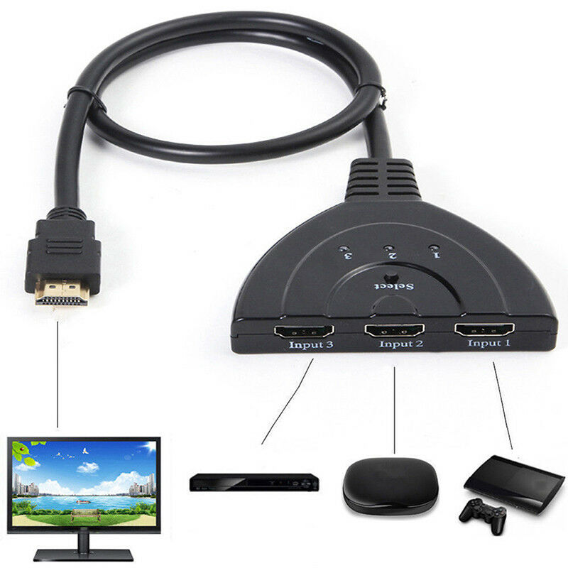 3 in 1 out HDMI Multi Display Auto Box Splitter 1080P HD Adapter Cable