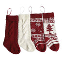 2 Pairs Christmas Knit Stockings Xmas Tree Snowflake Candy Gift Decoration