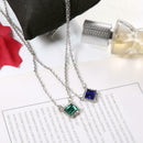 European Rhinestone Pendant Clavicle Chain Women 2 Layer Necklace Jewelry A