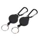 Black Retractable Key Chain Reel Steel Cord Recoil Belt Key Ring Badge Holder ~Z
