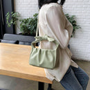 Retro Women Tote Bag Soft PU Shoulder Handbag Female Cloud Clutch (Green) A